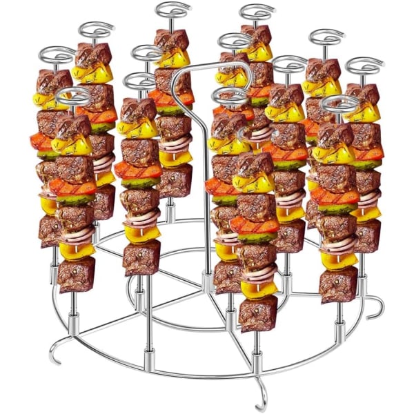 Ruostumattomasta teräksestä valmistettu varrasteline, joka on yhteensopiva ilmafriteerauskeittimen kanssa, 6L varrasteline, ilmafriteerauskeittimen BBQ-tarvikkeet (6QT)