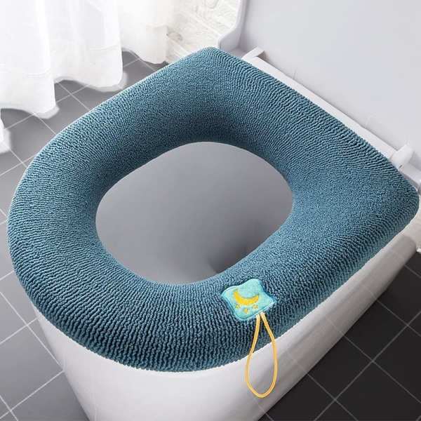2 Pcs Soft Bathroom Toilet Cushion,Warmer Cushion Toilet Seat Pad,Toilet Seat Cover Cushion,Toilet Seats,Reusable Washable(Cyan)