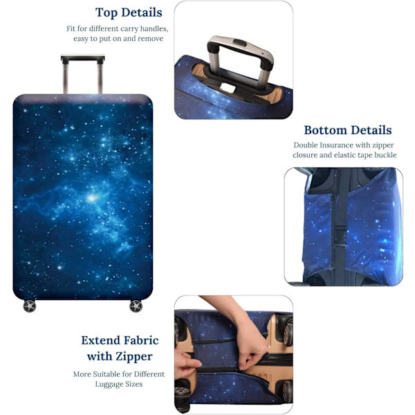 Resväska Skydd, Skyddande Tvättad Resväska Skydd - Resa Elastisk Spandex Resväska Skydd med Bagage Tagg Passar 29 till 30 Tum Milky Way XL