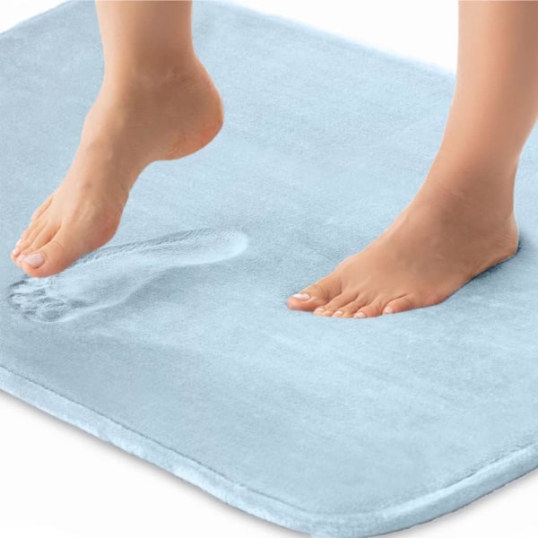 Paksut Memory Foam -kylpymatot, pehmeät imukykyiset samettimattot kylpyhuonematot, konepestävä kylpymatto sky blue