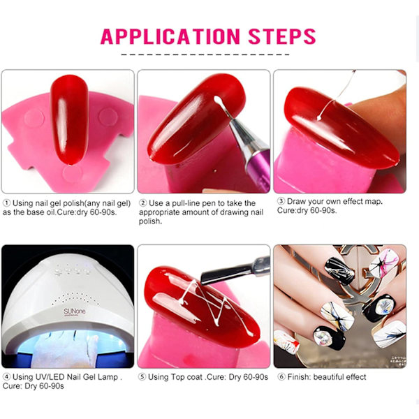 4 färger spindelgel för nagelkonst, målnings elastisk ritspindelgel blötlägg UV LED-gelpolering