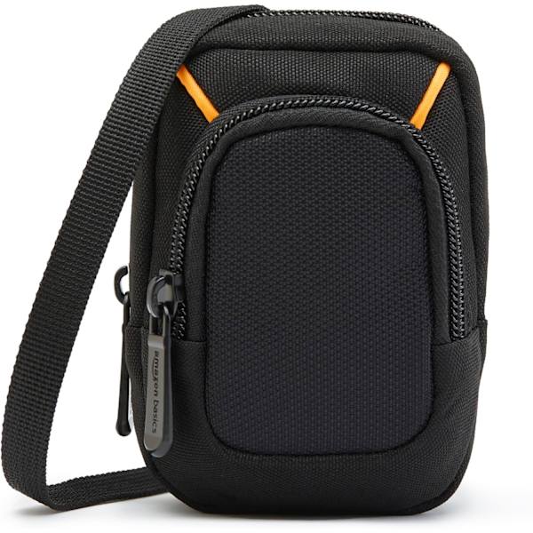 Mellem Kompakt Digitalkamerataske med Indvendig Polstring til 10,2x6,1x2,5 cm Kameraer, Solid, Sort