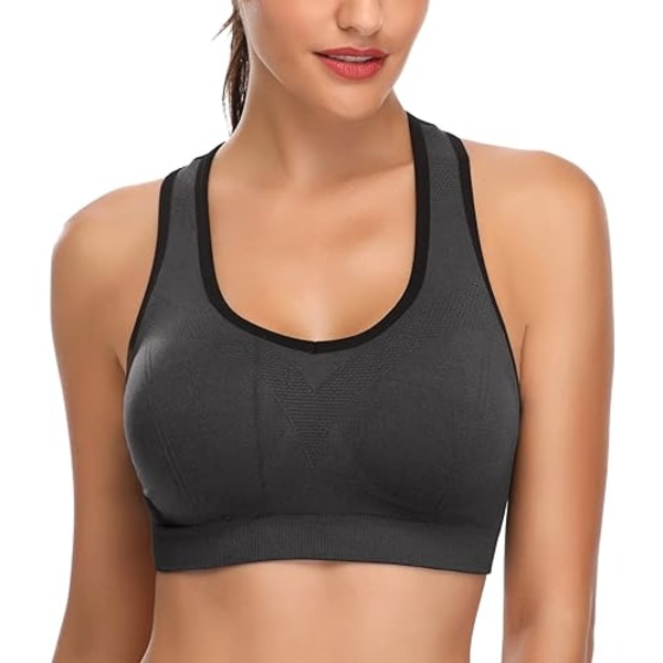 Polstrede sports-BH-er for kvinner - Activewear-overdeler for yogaløping, treningspakke med 3 Black Gray White L