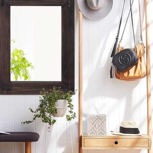 Fyrkantig Macrame-vävnadshållare med pärlspänne