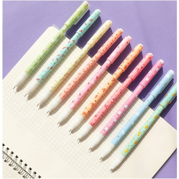 10 stk. søde farvepenne til kvinder Toshine farverige gelblækpenne flerfarvede penne til Bullet Journal-skrivning Roller Ball Fine Point-penne Multicolored F