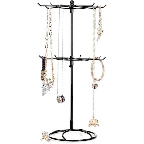 2-lags roterende smykkestativ, halskædeholder smykketræ armbåndsstativ display organizer til halskæder 15x41,4 cm