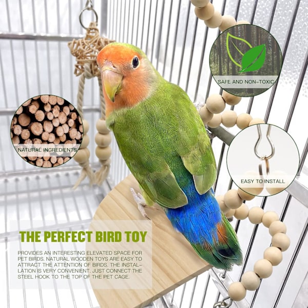 Fuglepapegøjesving, tyggelegetøj, helt naturligt og sikkert, ikke-giftigt, egnet til små parakitter, undulater, conures og mellemstore papegøjer A