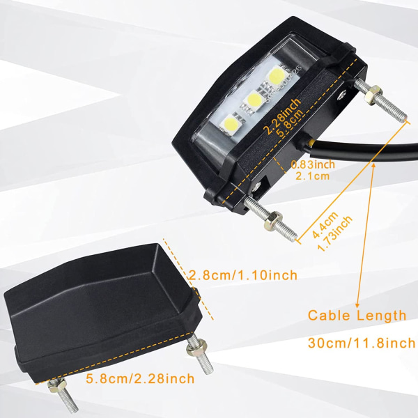 1 stk. Motorcykel Nummerpladelys, 12V Universal Motorcykel LED Baglygte Baglygte Nummerpladelys, Hvidt Lys