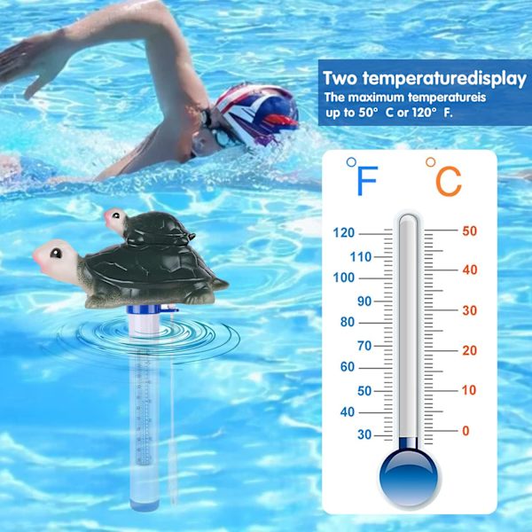Flydende Pooltermometer, Flydende Vandtermometer, Pool Flydende Termometer, Pooltermometer med Snøre, Sød Tegneserie Termometer