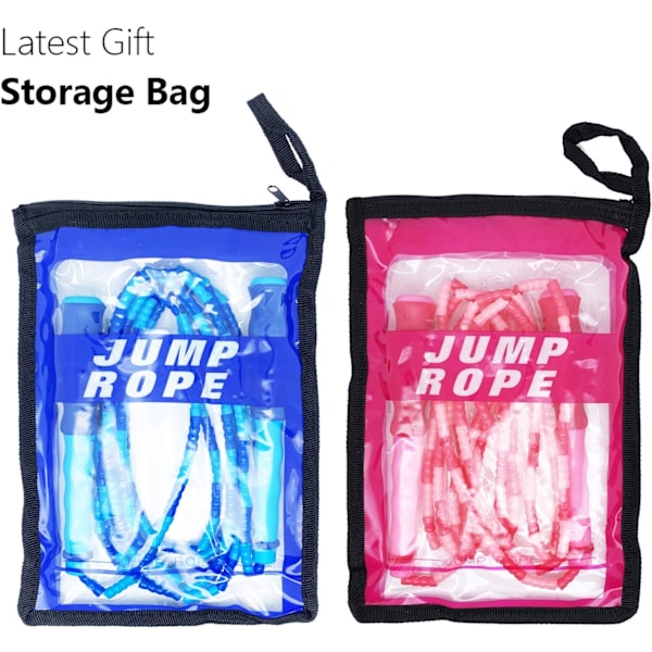 2-pakks hoppetau med myke perler - flokefritt for å holde seg i form, trening, trening osv. - 9 fot blue+pink 9 Ft