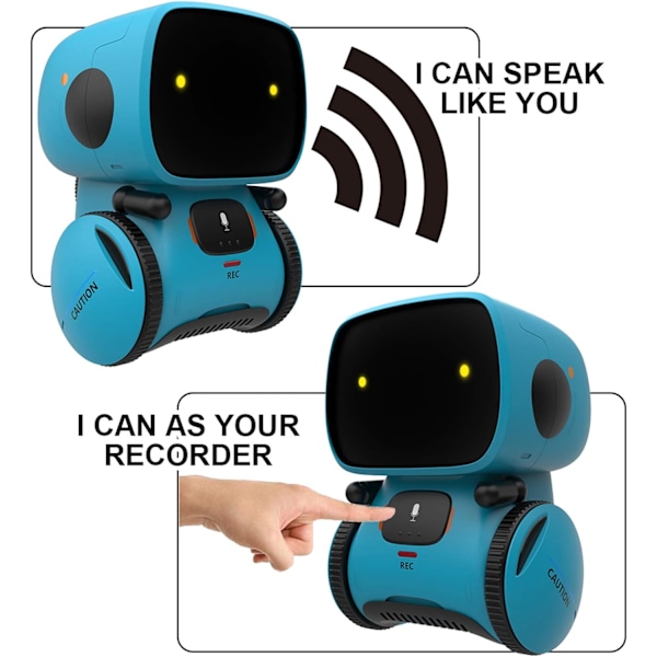 Kid Intelligent Robot Toys- Voice& Touch Control, Children Smart Robotic Toys for Girls, Recorder&Speak Like You blue 3.9*3.7*5.1 inch