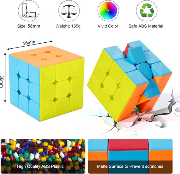 3x3 Speed Cube, klistremerkeløs Magic Cube Lett å snu og Smooth Speedcube - Svinger raskere enn originalen