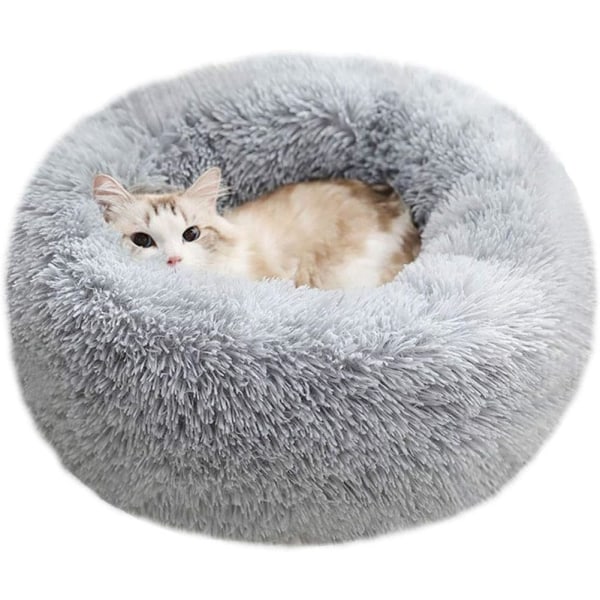 Mini Medium Sized Hund Katt Seng Selvoppvarming Høst Vinter Innendørs Snooze Sove Koselig Kitty Teddy Kennel Light Grey 23.6”Dx7.9 H