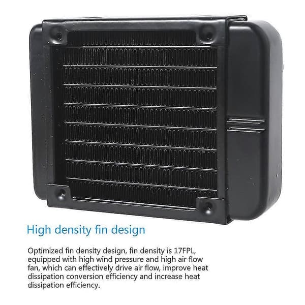 DIY Vattenkylningssystem Högdensitetsflänsar 8 Rader Aluminiumrör Radiator 90mm
