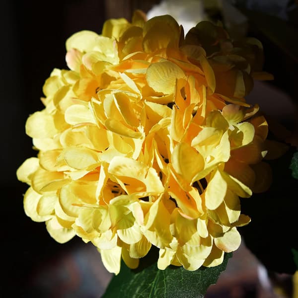 5-pack Konstgjorda Hydrangea Blommor i Silke, Blomsterarrangemang Dekoration 47cm yellow