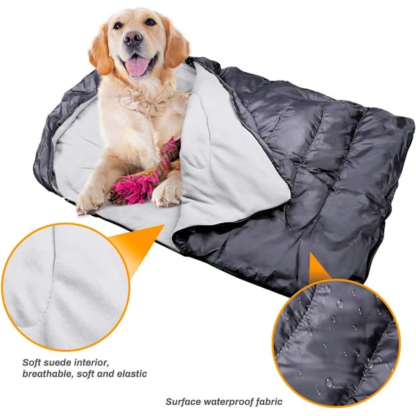 Koiran makuupussi ulkokäyttöön, lemmikin koiran sänkymatto, tyyny, polyesteri, pehmeä polar fleece, taitettava, vedenpitävä, kulutusta kestävä, lämmin 110*70cm