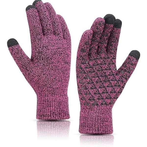 Varma vinterhandskar, stickade handskar med pekskärm, Anti-halk Thermal Vindtät körning Löpning Cykelhandskar för män kvinnor