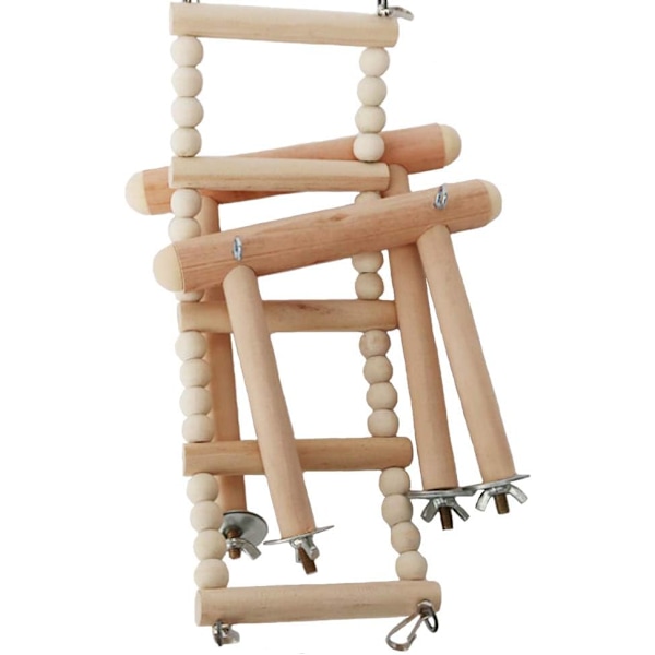 Fågel sittpinnar stativ leksak, papegoja gunga klättring stege leksaker, fågelbur topp lek gym lekplatser stativ trä sittpinne 11 inch