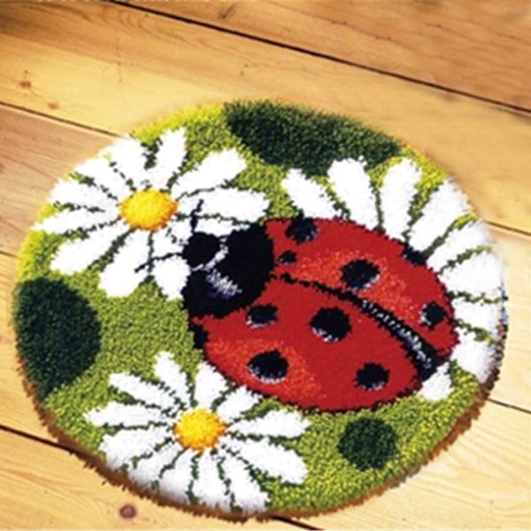 Ladybug Latch Hook Kits Tæppefremstillingssæt DIY med trykt lærredsmønster 20" X 20" 20" X 20"