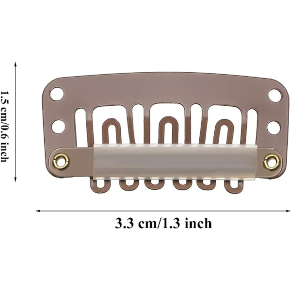 20 stycken Hårförlängningsklämmor, Metall Snap Clips för Hårförlängningar och Våder, Perukklämmor Snap Clips U-formad Hårperukklämma Light brown