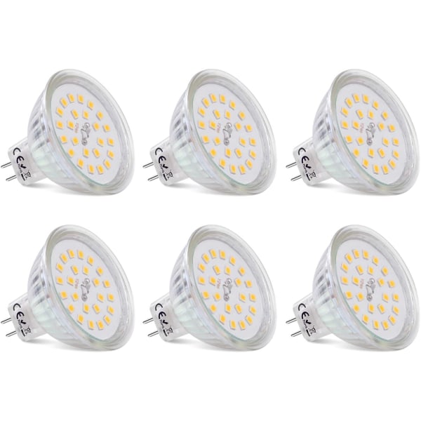 MR16 LED-spotlightlampor GU5.3-sockel Varmvitt 2700K, 3,8W motsvarande 40W halogen, LED-spotlight GU5.3 12V Icke-dimmbar 430 Lumen MR16 LED-lampa, 6-pack