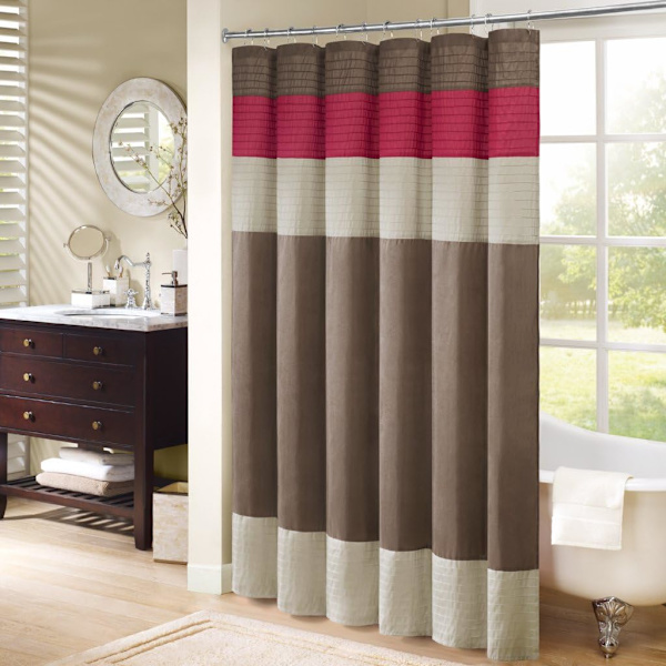 Bruseforhæng Faux Silke Pieced Stribet Moderne Mikrofiber Badeforhæng, 180CM*180CM style 8