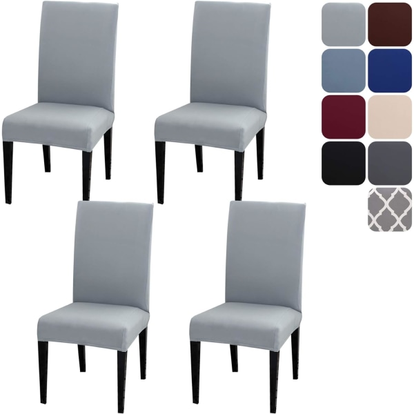 Matstolsöverdrag Set om 4 eller 6, Stretch Avtagbar Tvättbar Matstolsskydd Dekoration Överdrag Sittöverdrag för Hotell light Grey 4pcs