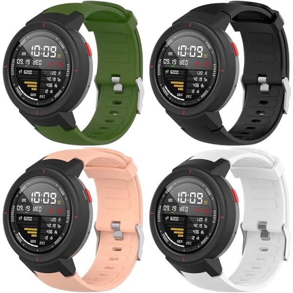 Klokkearmbånd kompatibel med Amazfit Verge/Verge Lite, Myke Silikon Sport Reservebånd (4-pakning)