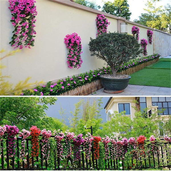 2 kpl Teko-Wisteria-köynnös Teko-riipuskukat Tekokasvit, Ulko- ja Kotioven Koristelu Purple