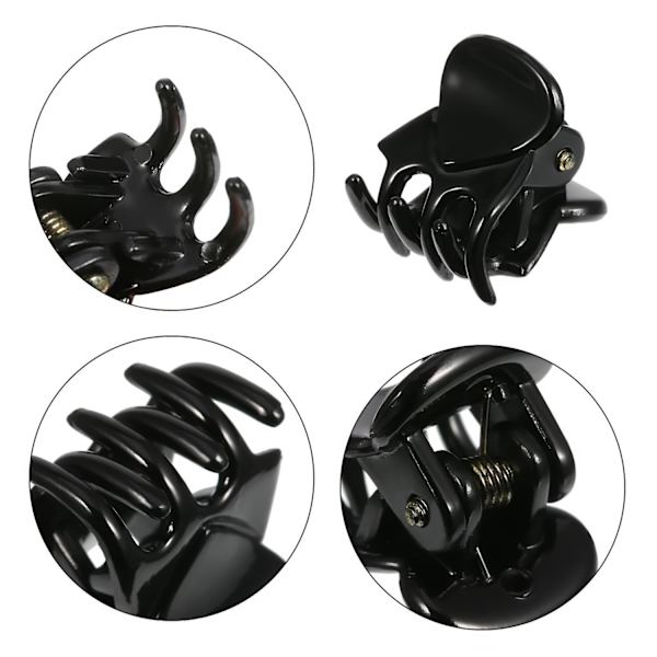24 stk. Mini hårklemmer i plast, hårklemmer, klemmer for jenter og kvinner Black and Clear 0.6 inch