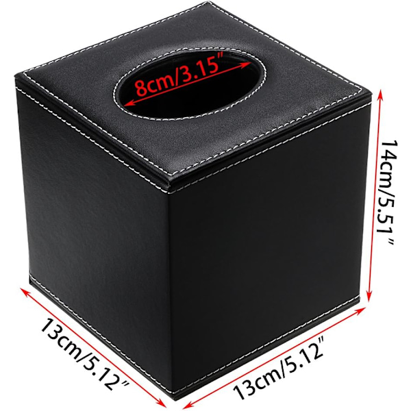 Läder Hushålls Kontors Kubisk Kvadratisk Pappershållare Box Cover Case Servetthållare (Svart Kub)