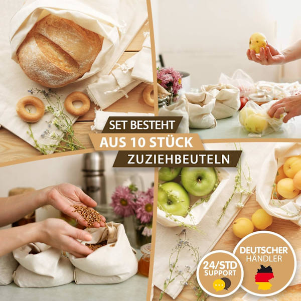 10 stk. liten stoffpose-sett for maling, mini gaveposer beige 40*45cm