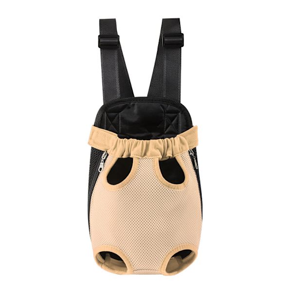 Husdjursbröstväska utomhus mesh dubbel axel fyra ben ryggsäck beige M