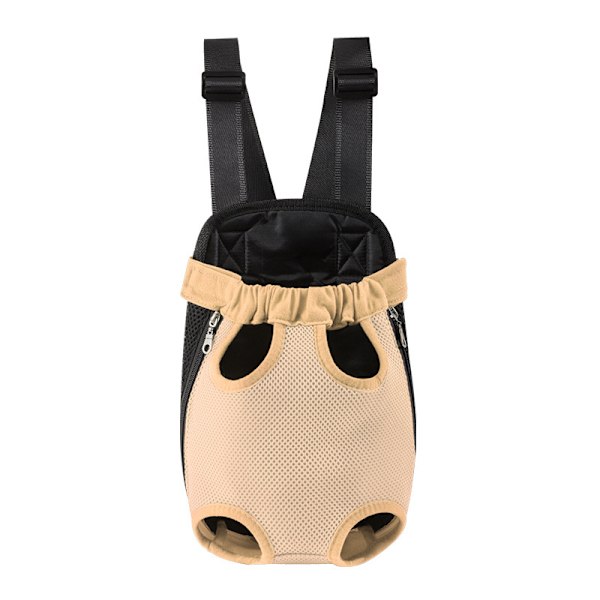 Kjæledyr Brystpose Utendørs Mesh Dobbel Skulder Fire Ben Backpack beige M