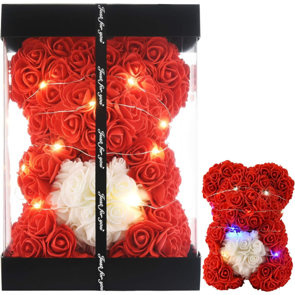 25cm Rose Teddy Bear Rose Blomma Björn Red