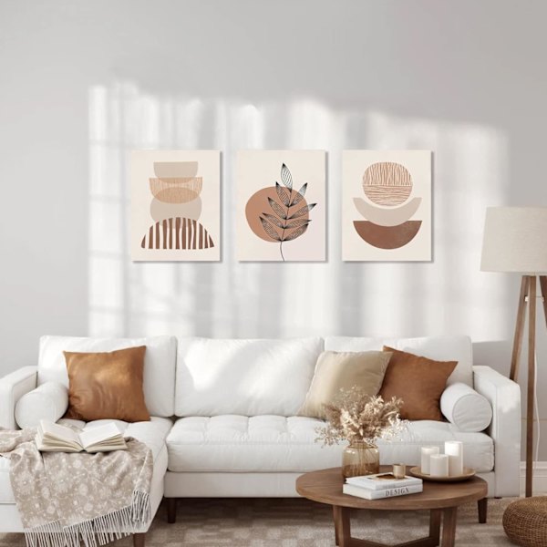Minimalistisk Boho Væghængt Kunst Sæt af 3, Midtcentury Moderne Væghængt Kunst, Badeværelse, Kontor (12\"x16\")