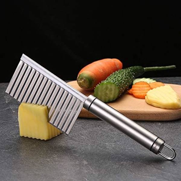 Crinkle Cutter Veggies Rostfritt Stål Crinkle Slicer med Hänghål Vågformad Hackare för Potatis, Morot