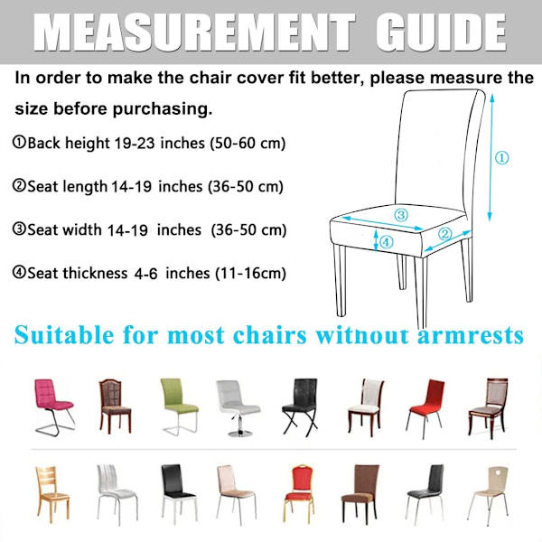 Stolsöverdrag Set om 4/6 Stretch Moderna Stolsöverdrag för Matrum Köks Bröllop Fest Tvättsbart Stolskydd (4st)