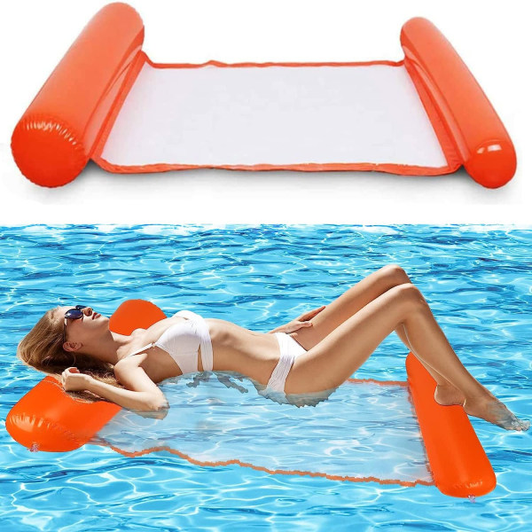Vand oppustelig hængekøje, hvilestol flydende sengesofa, 4-i-1 bøje Multi-brug Foldbar bærbar ultralet flyder til strand Red