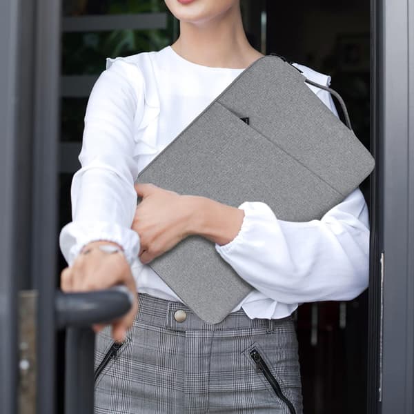 15,6 tommer laptop sleeve, stødsikkert etui med håndtag til MacBook Pro/Air, Notebook, Chromebook & Tablet, Grå