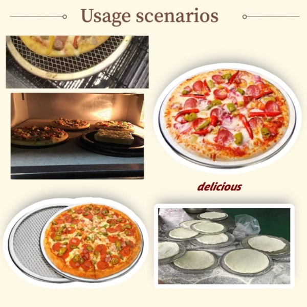 6-pack pizzapanna i aluminiumlegering med hål, 6 tums skärm för kommersiell kvalitet för pizza/bak för ugn Rund pizzakrisare för hemmet