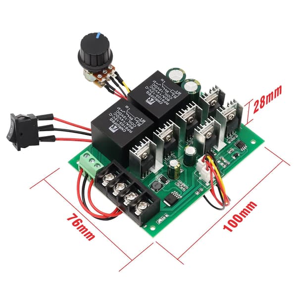 DC-motorstyring, DC 9-50V 40A DC reversibel hastighetskontroll motorhastighetsstyring 12V 24V 36V 48V 2000W