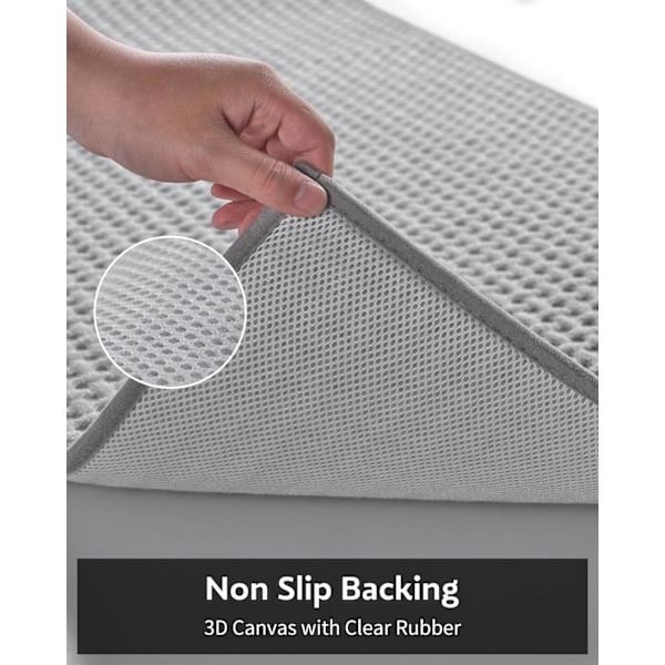 Rutete Badematte, Super Absorberende Sklisikker Badematter, Tynn Badematte, Maskinvaskbar Badematter gray 24" X 36"