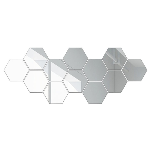 Spegelväggklistermärken,12ST Hexagon Spegelkonst DIY Hemdekorativ Akryl Spegelvägg silver 184*160*92mm