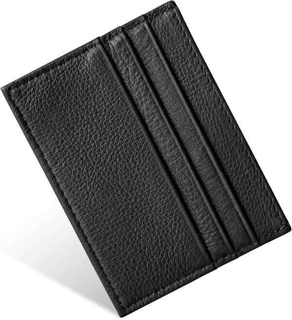 Læderkortholder, ultratynd pung, unisex gave, sort