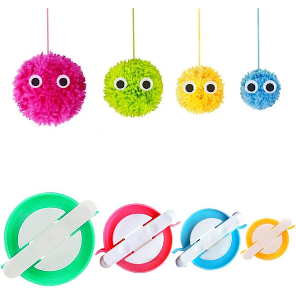 Pom Pom Maker, 4 storlekar Pompom Maker Verktyg Set för Fluff Ball Weave DIY Ullgarn Stickning Hantverksprojekt 1.4'', 1.8'', 2.5'', 3.4''