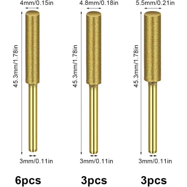Slibning af kædesavskæde 12 Piezas Kædesavskæde Fil holder længere Assorteret størrelse 5/32\" 3/16\" 7/32\" til slibning af kædesavsklinger