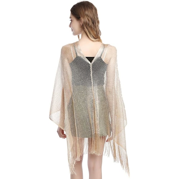 Dame Stole Skjerf Skjerf Glitrende Sjal og Wraps for Aftenkjole gold
