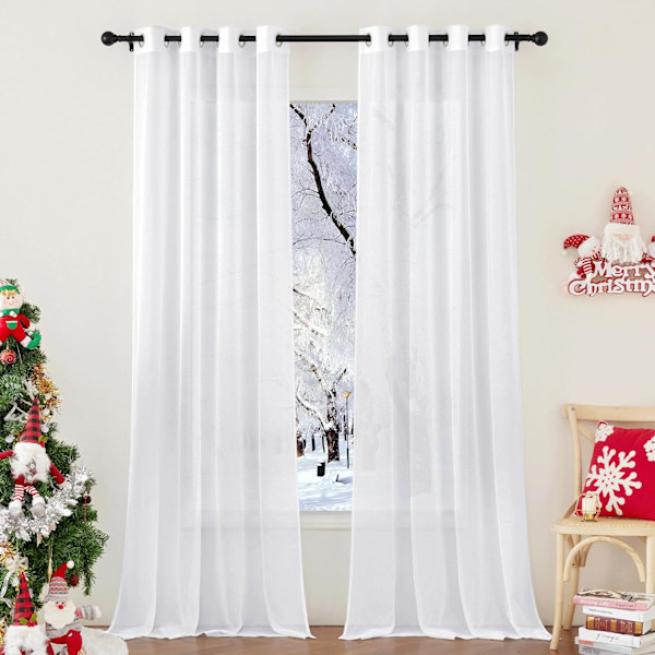 Gardiner, Vardagsrumsgardiner Vita Transparenta Gardiner 2-Set Transparent white 137*183