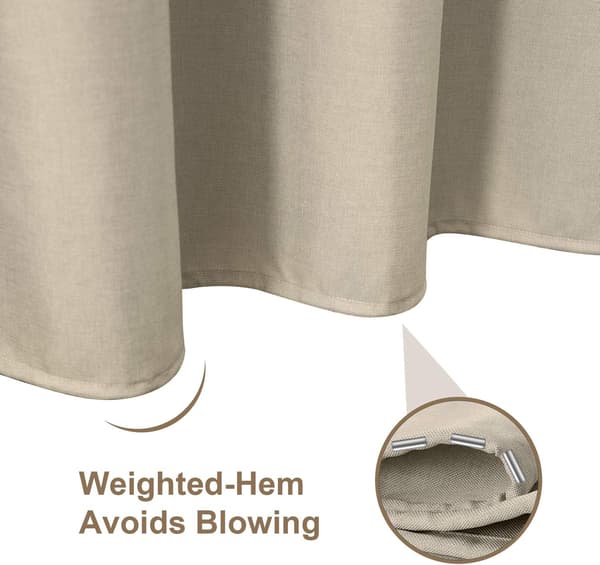 Duschdraperi i linne, med duschdraperiringar i tyg badkarsdraperi set Light brown 1.8*2m